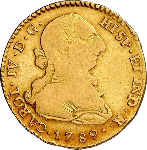 Аверс монеты - 2 эскудо 1789 года NG M - цена золотой монеты - Гватемала, Карл IV