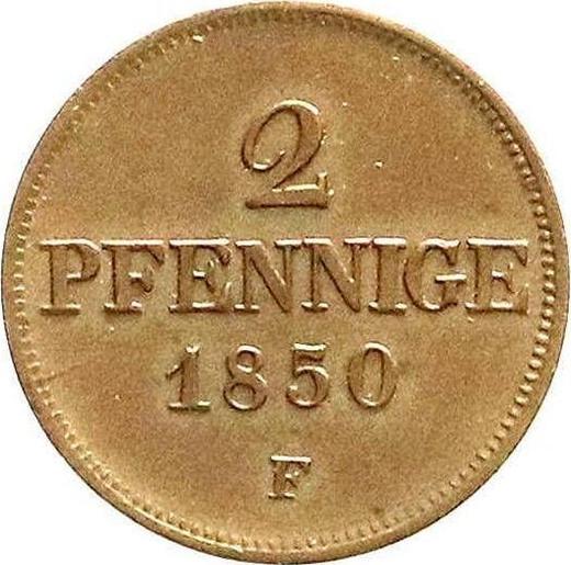 Reverso 2 Pfennige 1850 F - valor de la moneda  - Sajonia, Federico Augusto II