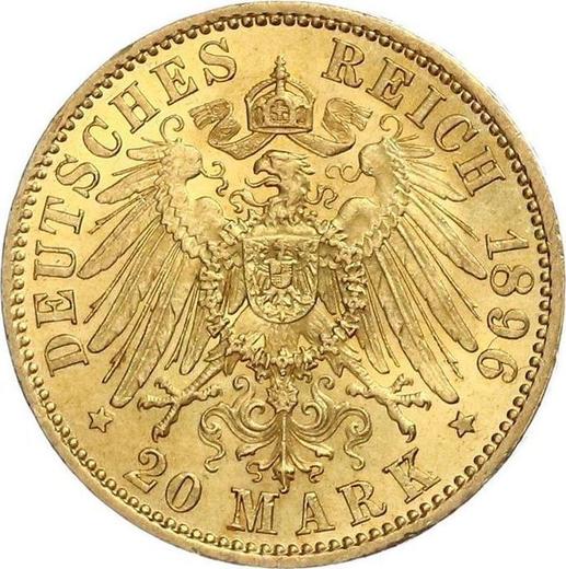 Реверс монеты - 20 марок 1896 года A "Пруссия" - цена золотой монеты - Германия, Германская Империя