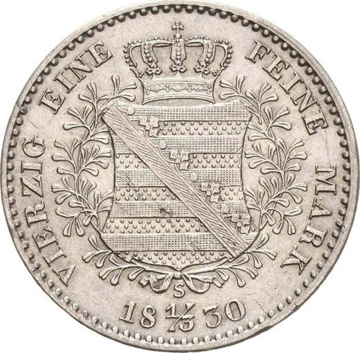 Reverso 1/3 tálero 1830 S - valor de la moneda de plata - Sajonia, Antonio