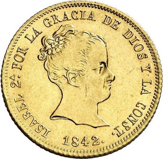 Аверс монеты - 80 реалов 1842 года M CL - цена золотой монеты - Испания, Изабелла II