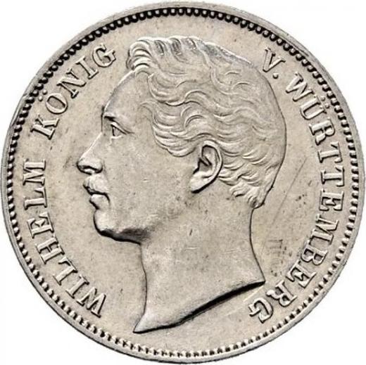 Obverse 1/2 Gulden 1861 - Silver Coin Value - Württemberg, William I