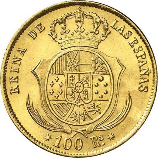 Rewers monety - 100 réales 1859 Siedmioramienne gwiazdy - cena złotej monety - Hiszpania, Izabela II