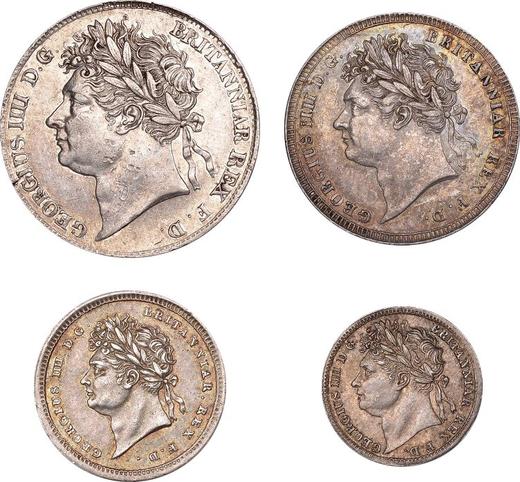 Аверс монеты - Набор монет 1830 года "Монди" - цена серебряной монеты - Великобритания, Георг IV