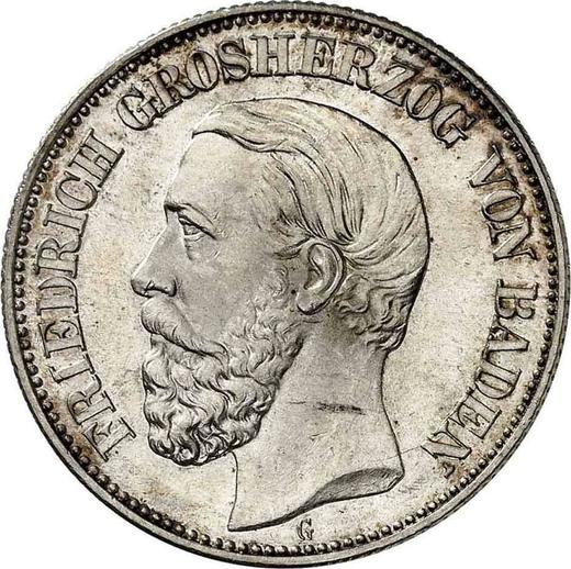 Аверс монеты - 2 марки 1894 года G "Баден" - цена серебряной монеты - Германия, Германская Империя