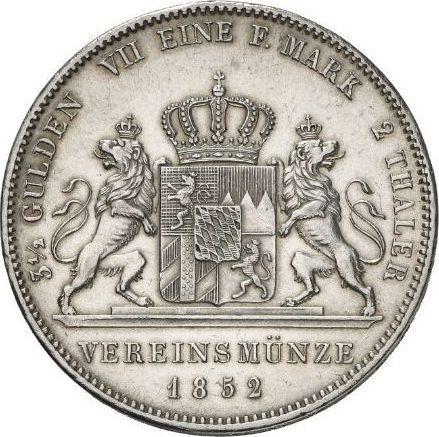 Реверс монеты - 2 талера 1852 года - цена серебряной монеты - Бавария, Максимилиан II
