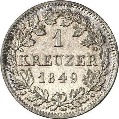 Реверс монеты - 1 крейцер 1849 года - цена серебряной монеты - Бавария, Максимилиан II