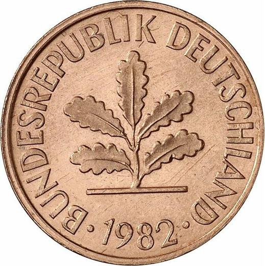Реверс монеты - 2 пфеннига 1982 года F - цена  монеты - Германия, ФРГ