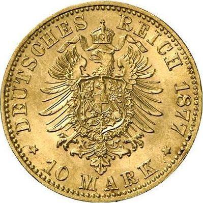 Reverso 10 marcos 1877 E "Sajonia" - valor de la moneda de oro - Alemania, Imperio alemán