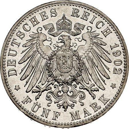 Revers 5 Mark 1902 J "Hamburg" - Silbermünze Wert - Deutschland, Deutsches Kaiserreich