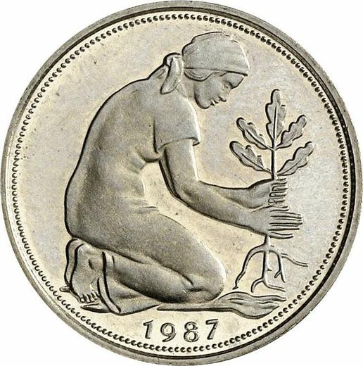 Reverso 50 Pfennige 1987 G - valor de la moneda  - Alemania, RFA