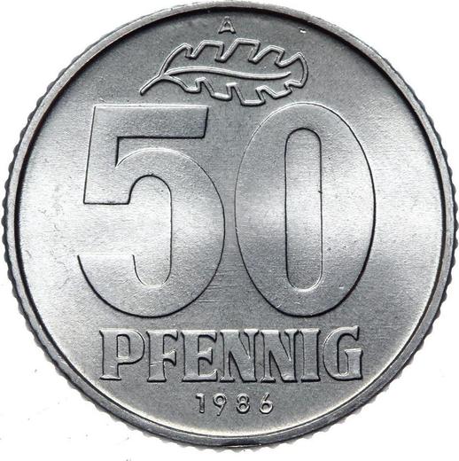 Anverso 50 Pfennige 1986 A - valor de la moneda  - Alemania, República Democrática Alemana (RDA)