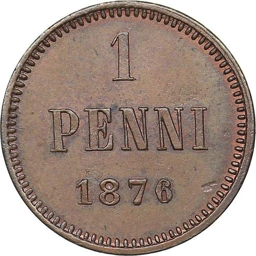 Реверс монеты - 1 пенни 1876 года - цена  монеты - Финляндия, Великое княжество