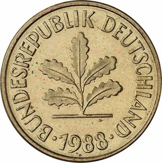 Reverso 5 Pfennige 1988 D - valor de la moneda  - Alemania, RFA