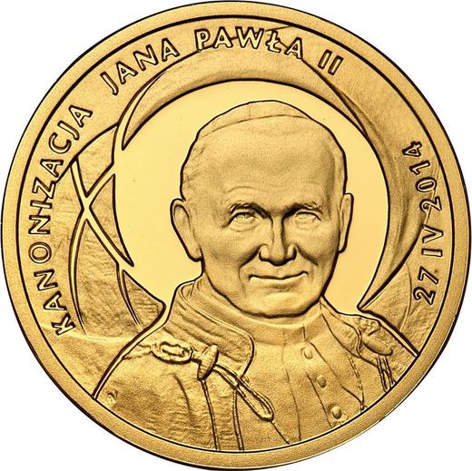 Reverso 100 eslotis 2014 MW "Canonización de Juan Pablo II" - valor de la moneda de oro - Polonia, República moderna