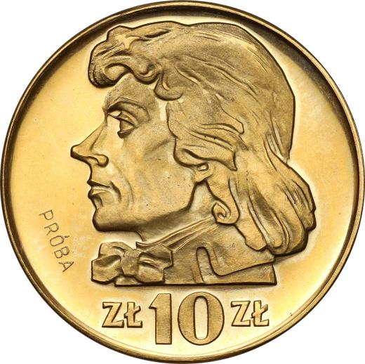 Reverso Pruebas 10 eslotis 1969 MW "Bicentenario de la muerte de Tadeusz Kościuszko" Oro - valor de la moneda de oro - Polonia, República Popular