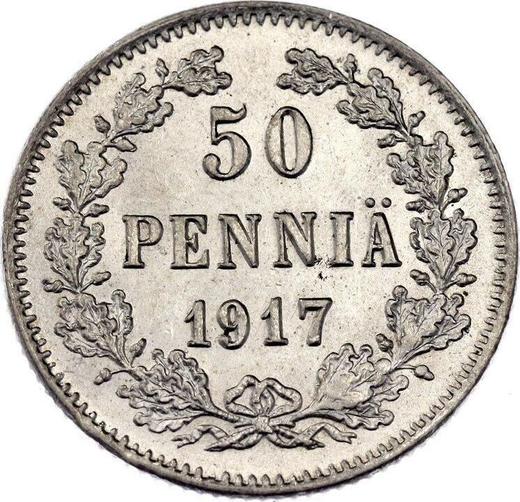 Reverse 50 Pennia 1917 S Eagle with three crowns - Silver Coin Value - Finland, Grand Duchy