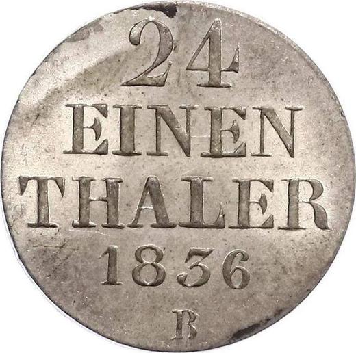 Reverso 1/24 tálero 1836 B - valor de la moneda de plata - Hannover, Guillermo IV