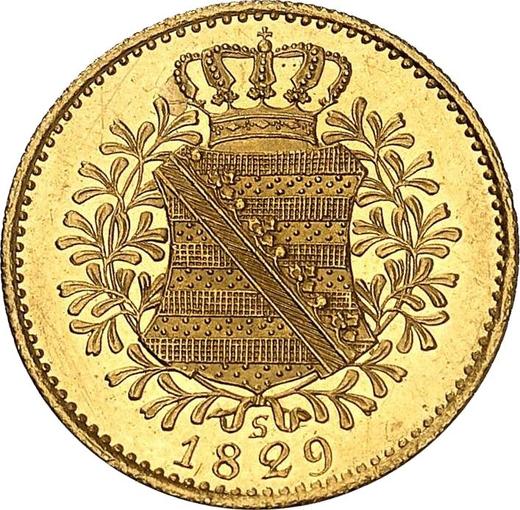 Reverso Ducado 1829 S - valor de la moneda de oro - Sajonia, Antonio