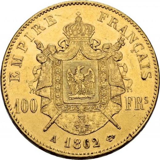 Реверс монеты - 100 франков 1862 года A "Тип 1862-1870" Париж - цена золотой монеты - Франция, Наполеон III