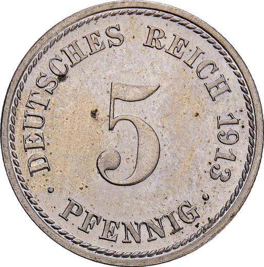 Аверс монеты - 5 пфеннигов 1913 года A "Тип 1890-1915" - цена  монеты - Германия, Германская Империя