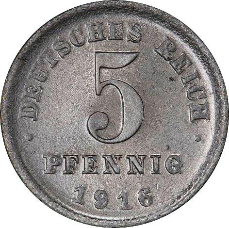 Аверс монеты - 5 пфеннигов 1916 года D "Тип 1915-1922" - цена  монеты - Германия, Германская Империя
