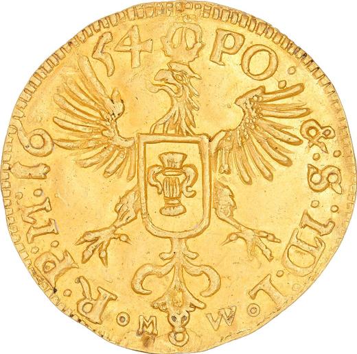 Reverso Medio ducado 1654 MW - valor de la moneda de oro - Polonia, Juan II Casimiro