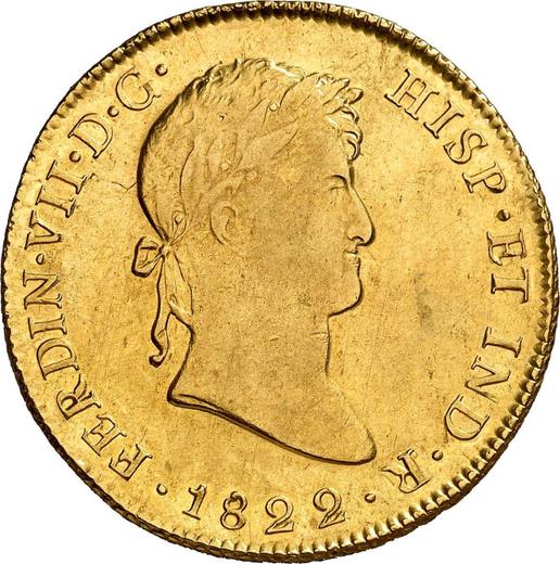 Аверс монеты - 8 эскудо 1822 года PTS PJ - цена золотой монеты - Боливия, Фердинанд VII