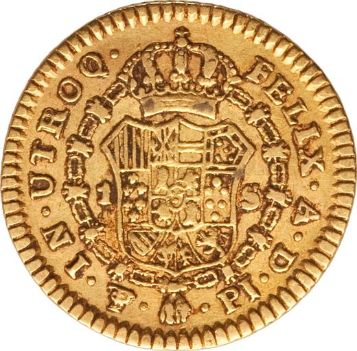 Реверс монеты - 1 эскудо 1806 года PTS PJ - цена золотой монеты - Боливия, Карл IV