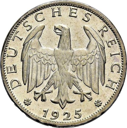 Аверс монеты - 1 рейхсмарка 1925 года G - цена серебряной монеты - Германия, Bеймарская республика