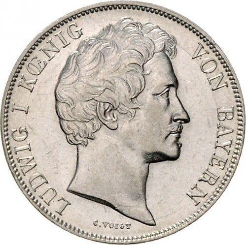 Аверс монеты - 1 гульден 1841 года - цена серебряной монеты - Бавария, Людвиг I
