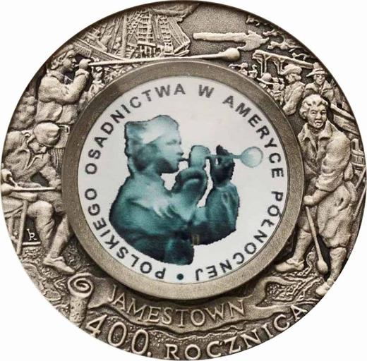Reverso 10 eslotis 2008 MW RK "400 aniversario del asentamiento polaco en América del Norte" - valor de la moneda de plata - Polonia, República moderna
