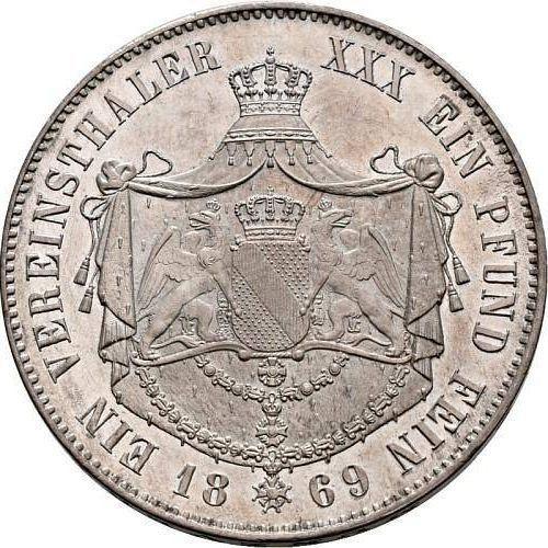 Реверс монеты - Талер 1869 года - цена серебряной монеты - Баден, Фридрих I