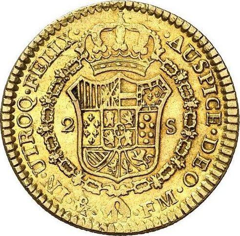 Реверс монеты - 2 эскудо 1789 года Mo FM - цена золотой монеты - Мексика, Карл IV