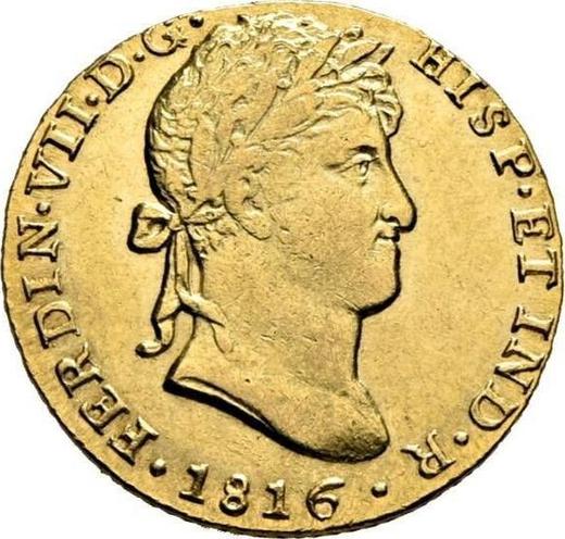 Obverse 2 Escudos 1816 S CJ - Gold Coin Value - Spain, Ferdinand VII
