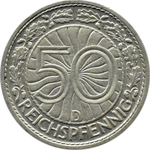 Reverse 50 Reichspfennig 1929 D -  Coin Value - Germany, Weimar Republic