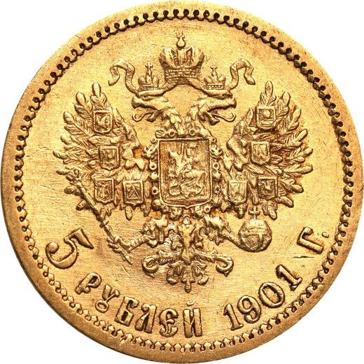 Reverso 5 rublos 1901 (АР) - valor de la moneda de oro - Rusia, Nicolás II