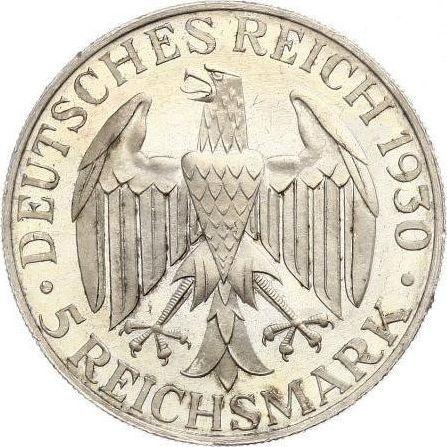 Anverso 5 Reichsmarks 1930 G "Zepelín" - valor de la moneda de plata - Alemania, República de Weimar