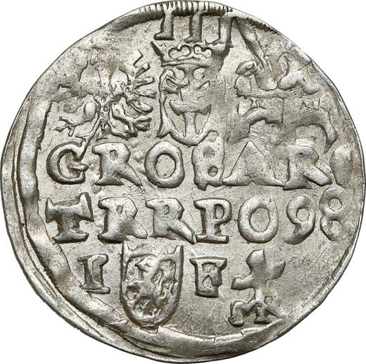 Reverso Trojak (3 groszy) 1598 IF "Casa de moneda de Lublin" - valor de la moneda de plata - Polonia, Segismundo III