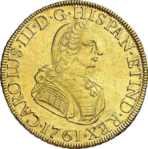 Obverse 8 Escudos 1761 LM JM - Peru, Charles III