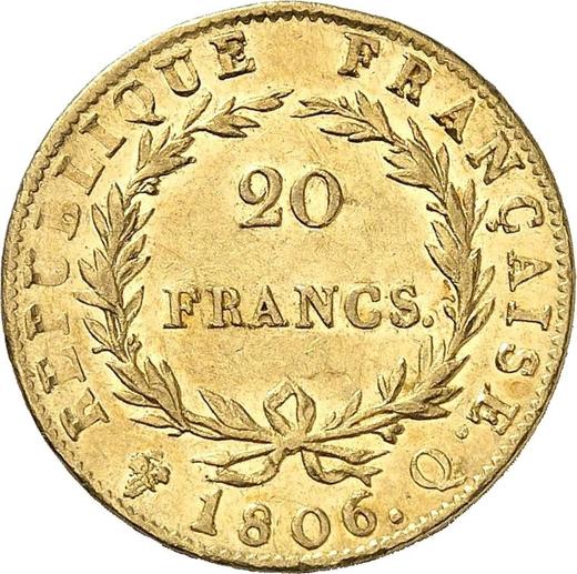 Rewers monety - 20 franków 1806 Q "Typ 1806-1807" Perpignan - Francja, Napoleon I
