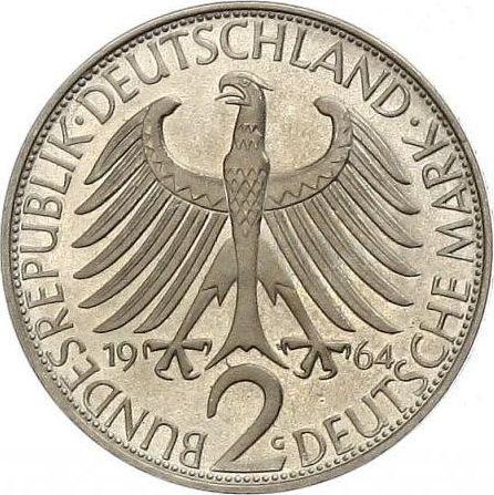 Реверс монеты - 2 марки 1962 года G "Планк" - цена  монеты - Германия, ФРГ