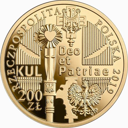 Аверс монеты - 200 злотых 2019 года "100 лет основания Католического Университета в Люблине" - цена золотой монеты - Польша, III Республика после деноминации