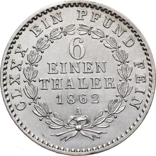 Reverso 1/6 tálero 1862 A - valor de la moneda de plata - Anhalt-Bernburg, Alejandro Carlos