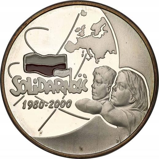 Reverso 10 eslotis 2000 MW RK "10 aniversario de la fundación de Solidaridad" - valor de la moneda de plata - Polonia, República moderna