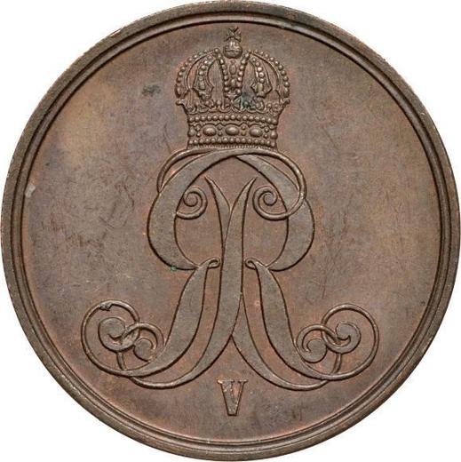 Аверс монеты - 2 пфеннига 1864 года B - цена  монеты - Ганновер, Георг V