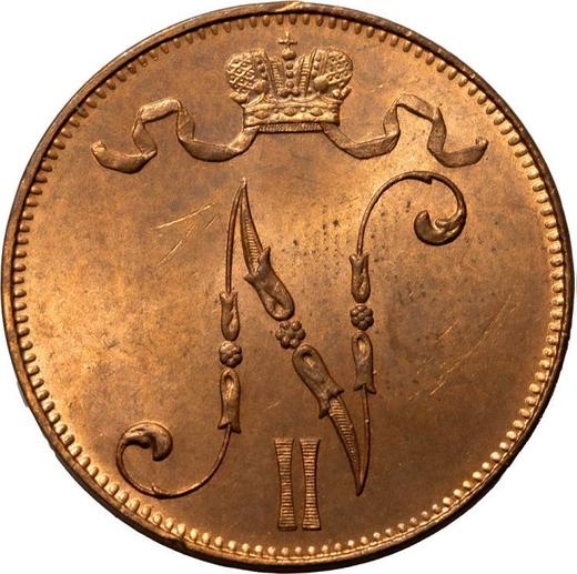 Аверс монеты - 5 пенни 1908 года - цена  монеты - Финляндия, Великое княжество