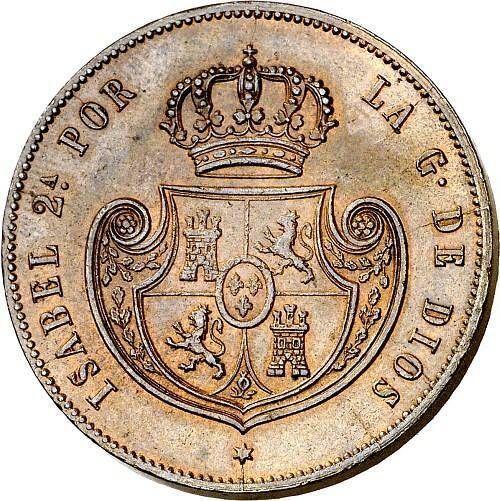 Awers monety - 1/2 reala 1850 "Z wiankiem" - cena  monety - Hiszpania, Izabela II