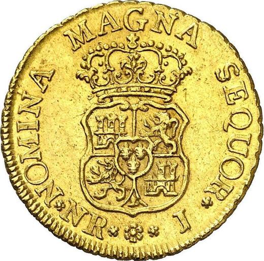 Reverso 2 escudos 1759 NR J - valor de la moneda de oro - Colombia, Fernando VI