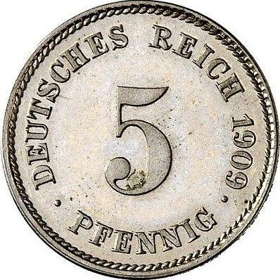 Anverso 5 Pfennige 1909 J "Tipo 1890-1915" - valor de la moneda  - Alemania, Imperio alemán